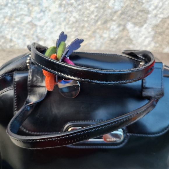 Mazzini patent leather top handle satchel bag, from Italy - Picture 8 of 12